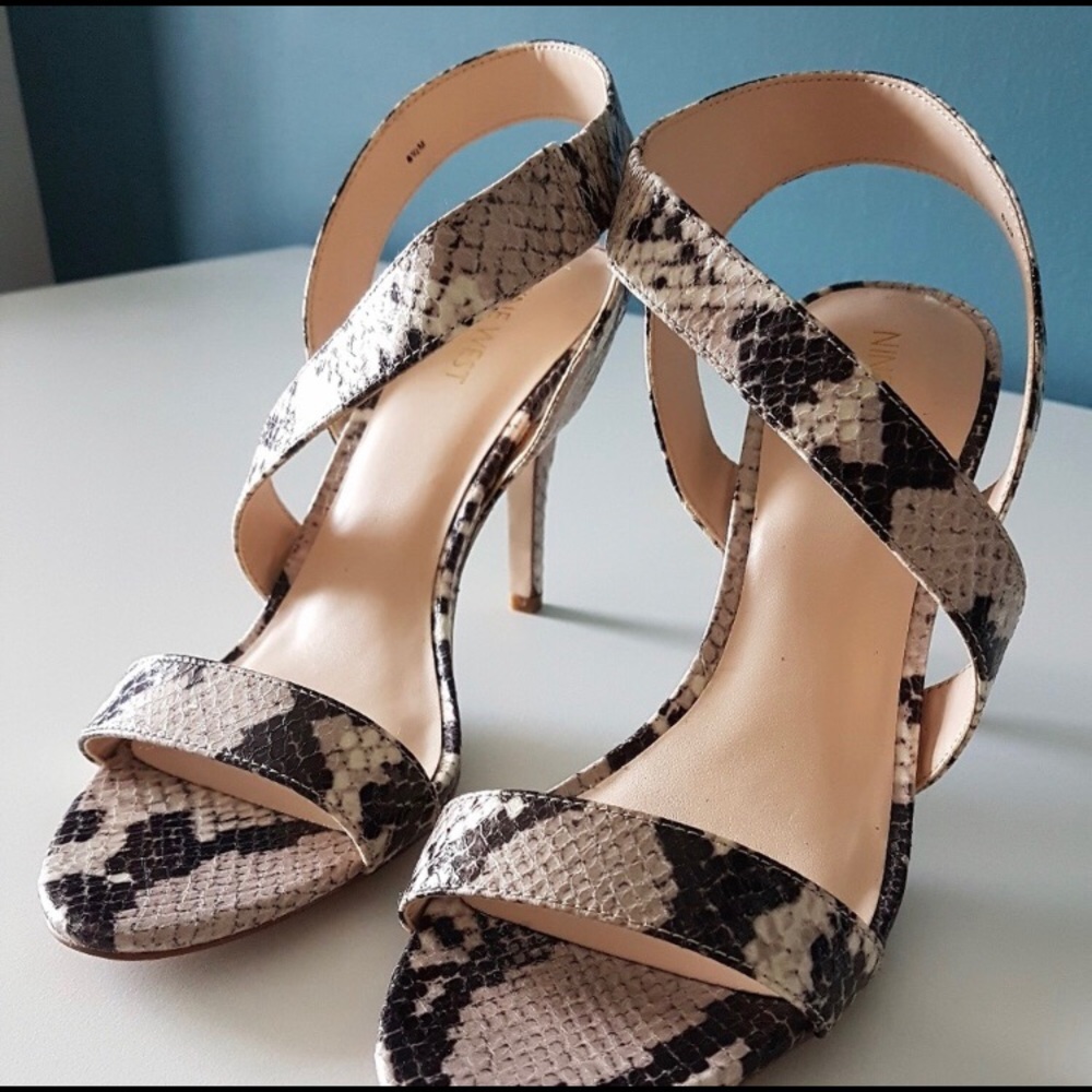 Nine West Embossed Python Sandal Heels - Picture 2 of 6
